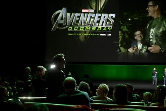 LAS VEGAS, NEVADA - APRIL 16: (L-R) Anthony Russo and Joe Russo speak during CinemaCon 2026 - Walt Disney Studios Invites you to its 2026 presentation highlighting its upcoming release schedule at The Dolby Colosseum at Caesars Palace during CinemaCon, the official convention of Cinema United, on April 16, 2026, in Las Vegas, Nevada. (Photo by David Becker/Getty Images for CinemaCon)