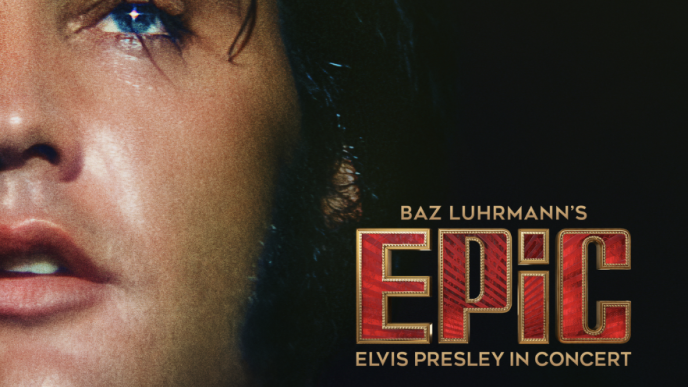 Elvis Presley performing on stage in EPiC Elvis Presley In Concert film