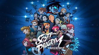 Scott Pilgrim Takes Off Blu-ray cover featuring the animated cast in action