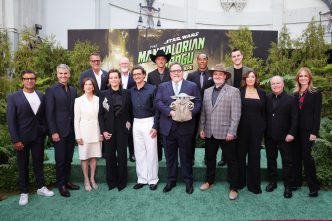Cast and filmmakers attend the world premiere of Star Wars The Mandalorian and Grogu at TCL Chinese Theatre in Hollywood