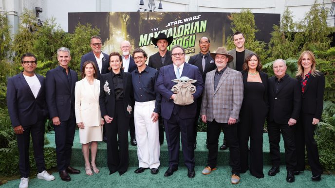 Cast and filmmakers attend the world premiere of Star Wars The Mandalorian and Grogu at TCL Chinese Theatre in Hollywood