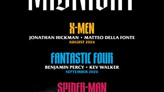 Marvel Comics Midnight Universe lineup featuring Midnight X-Men, Midnight Fantastic Four, and Midnight Spider-Man