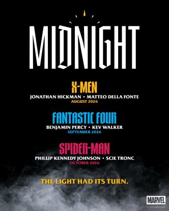 Marvel Comics Midnight Universe lineup featuring Midnight X-Men, Midnight Fantastic Four, and Midnight Spider-Man