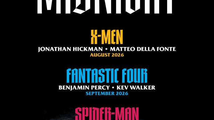 Marvel Comics Midnight Universe lineup featuring Midnight X-Men, Midnight Fantastic Four, and Midnight Spider-Man