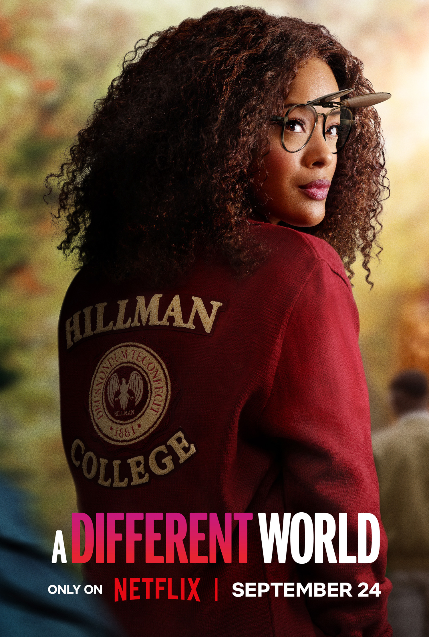 A Different World Netflix sequel series poster featuring Deborah Wayne at Hillman College