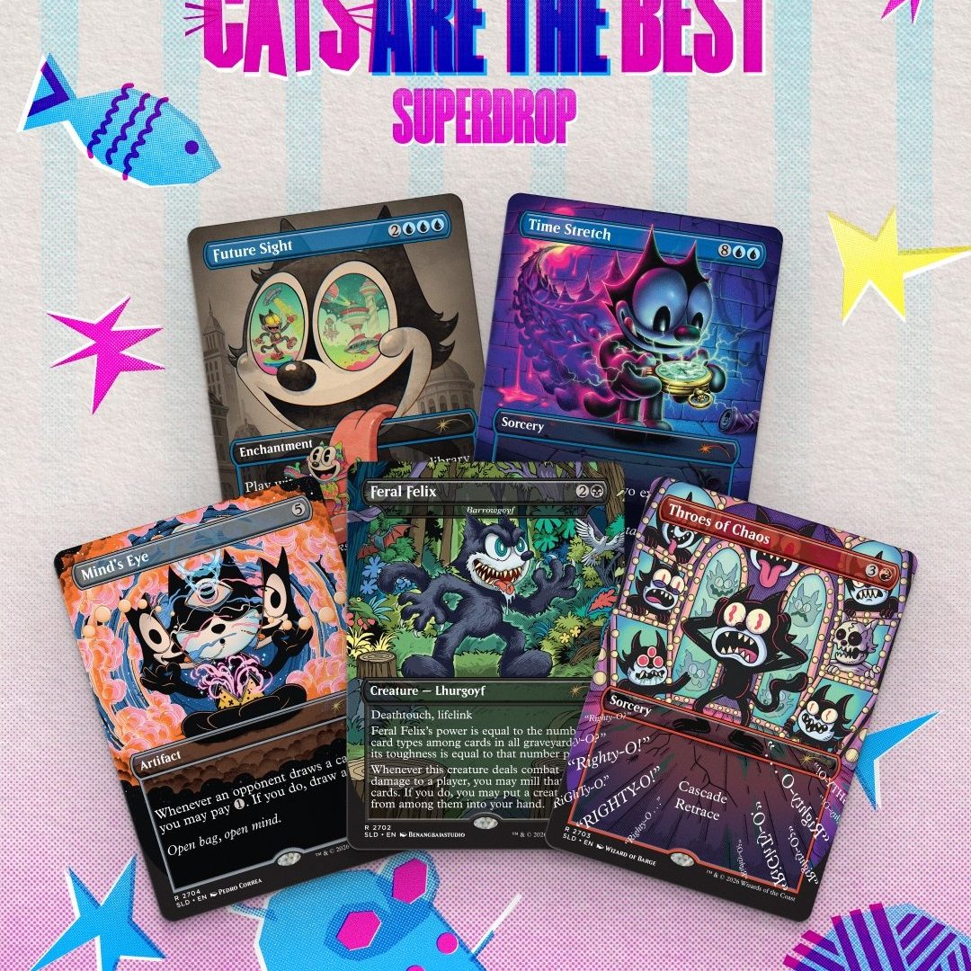 Magic The Gathering Secret Lair x Felix the Cat Magic Bag of Tricks promotional artwork