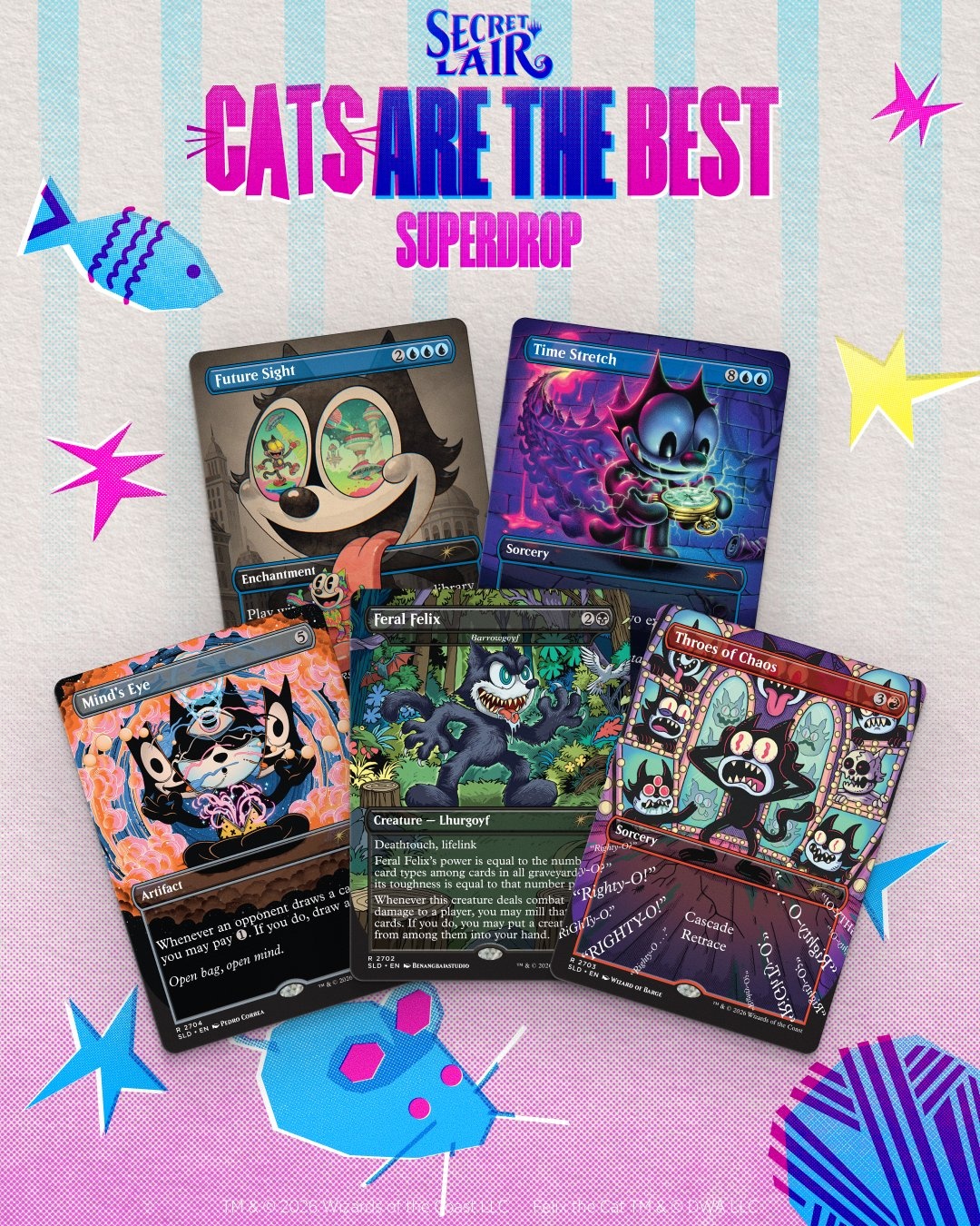 Magic The Gathering Secret Lair x Felix the Cat Magic Bag of Tricks promotional artwork