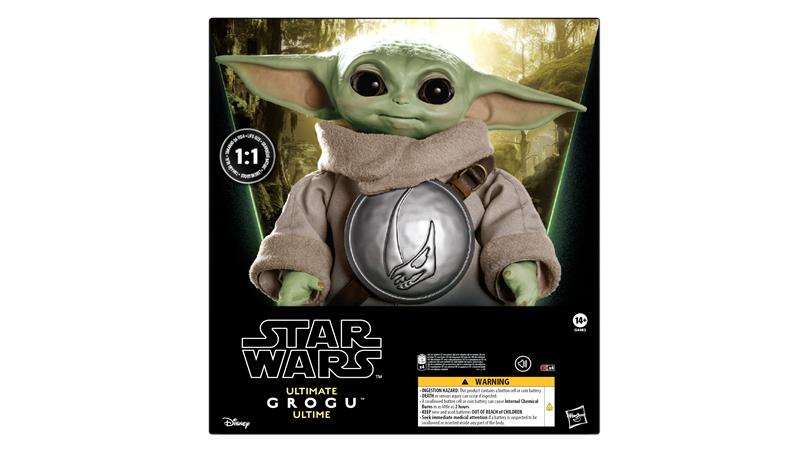 Hasbro Ultimate Grogu 1:1 animatronic figure with realistic features and accessories inspired by The Mandalorian