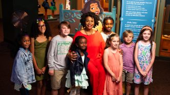 Jenifer Lewis visits Tiana's Joyful Celebration, the first museum exhibit dedicated to Disney's Princess Tiana.