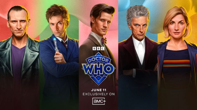 Multiple incarnations of the Doctor featured in Doctor Who now streaming on AMC+.