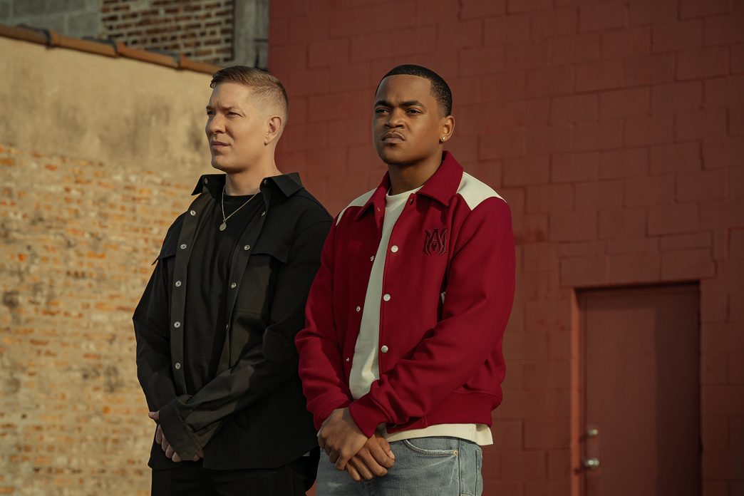 Joseph Sikora as Tommy Egan and Michael Rainey Jr. as Tariq St. Patrick in the upcoming STARZ series Power Legacy.
