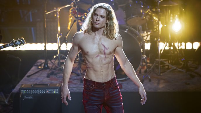 Sam Reid as Lestat de Lioncourt performing on stage in AMC's The Vampire Lestat