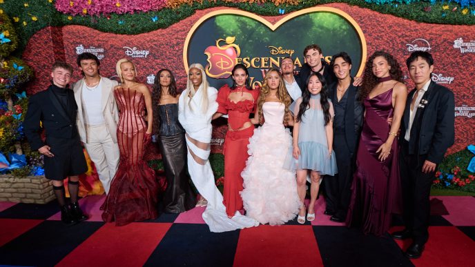 Cast of Descendants: Wicked Wonderland attends the Disney world premiere event at the Academy Museum of Motion Pictures.