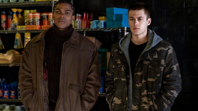 Spence Moore as young Ghost and Charlie Mann as young Tommy in STARZ series Power: Origins.