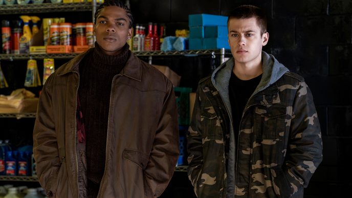 Spence Moore as young Ghost and Charlie Mann as young Tommy in STARZ series Power: Origins.