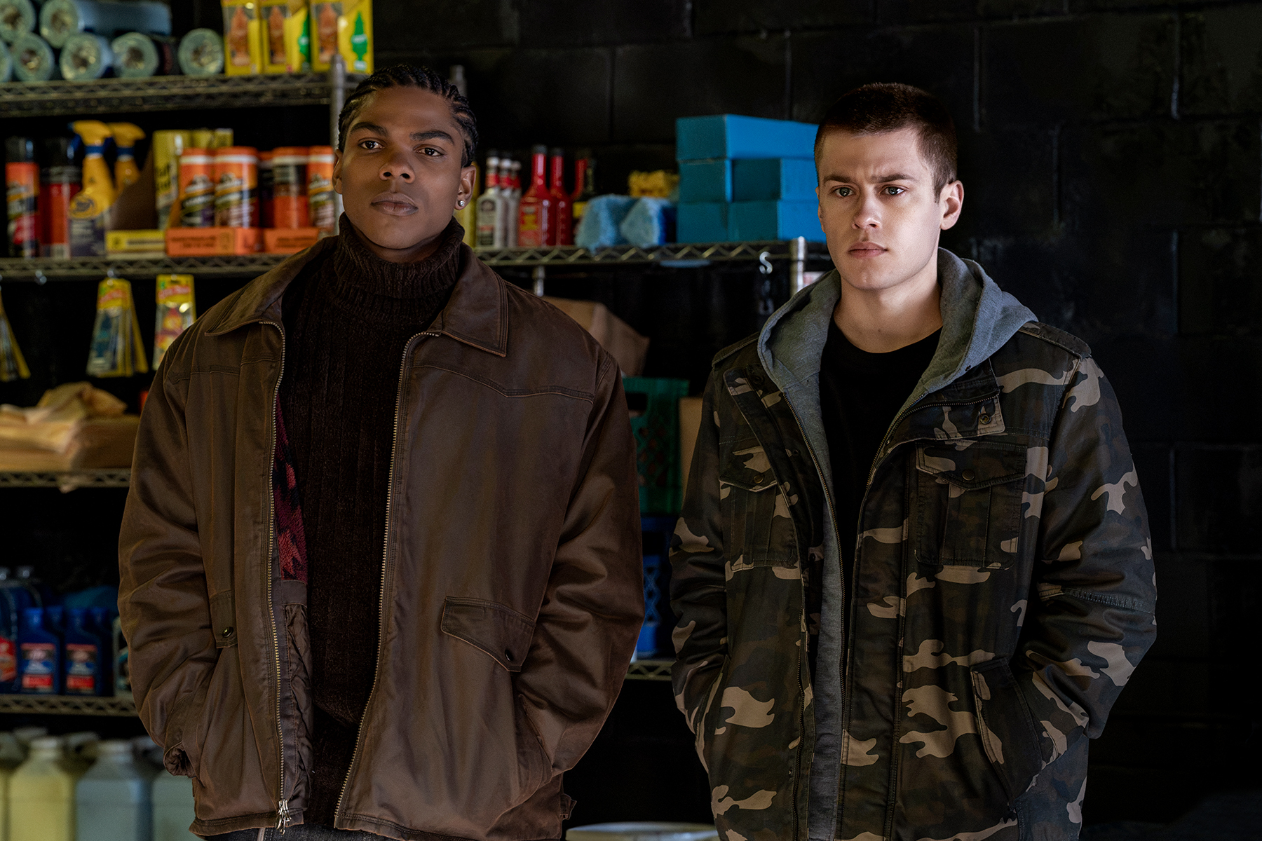 Spence Moore as young Ghost and Charlie Mann as young Tommy in STARZ series Power: Origins.