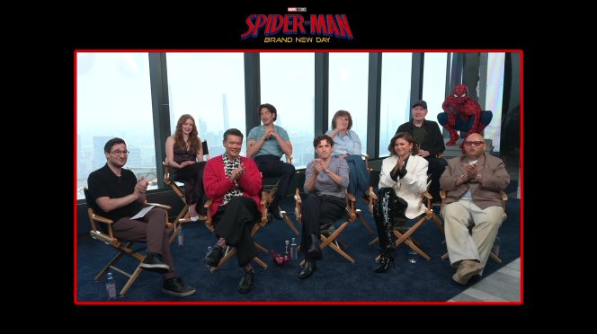 Tom Holland, Zendaya, Jacob Batalon, Sadie Sink, Jon Bernthal, Destin Daniel Cretton, Kevin Feige and Amy Pascal discuss Spider-Man: Brand New Day during the global press conference.