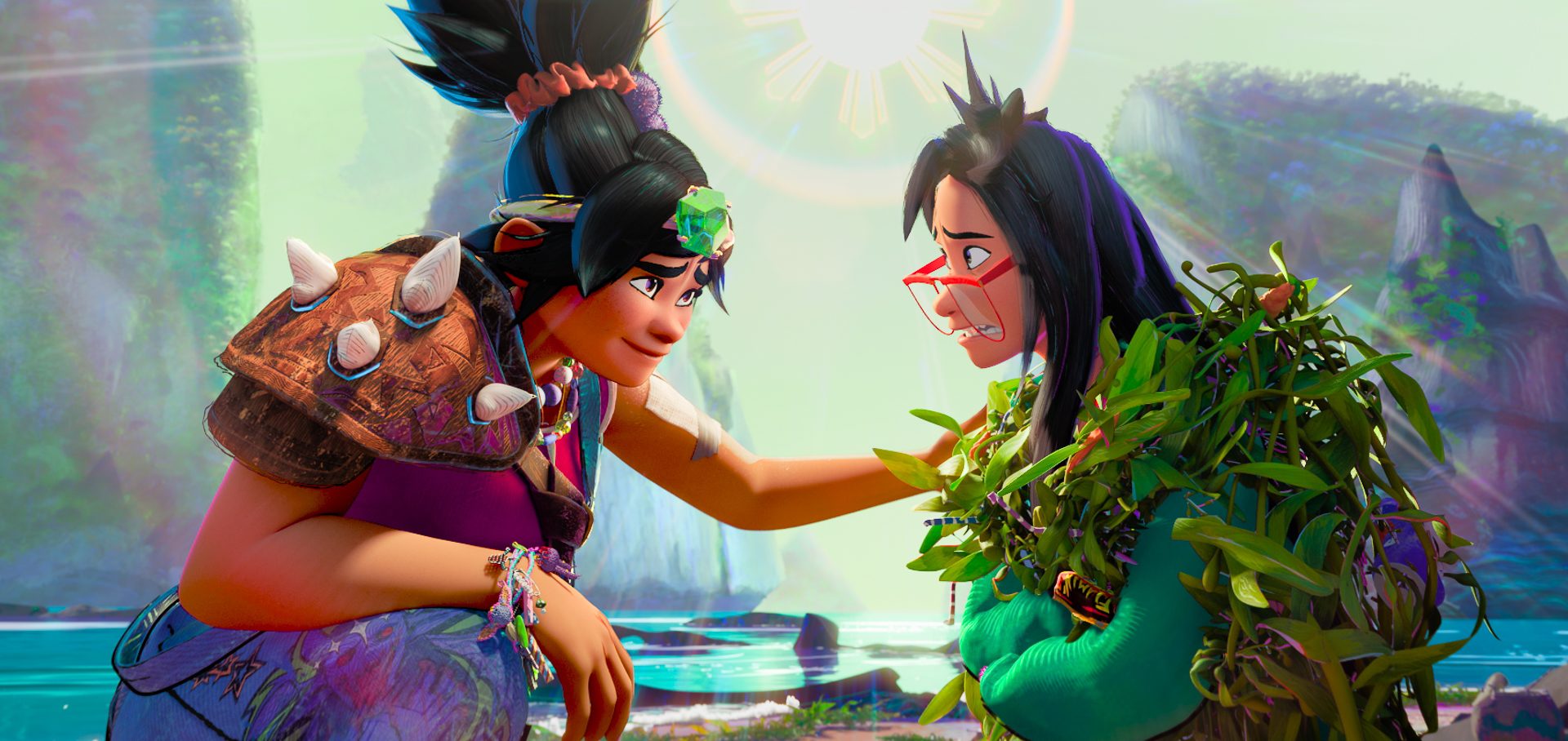 Jo and Raissa enter the magical island of Nakali in DreamWorks Animation’s Forgotten Island.