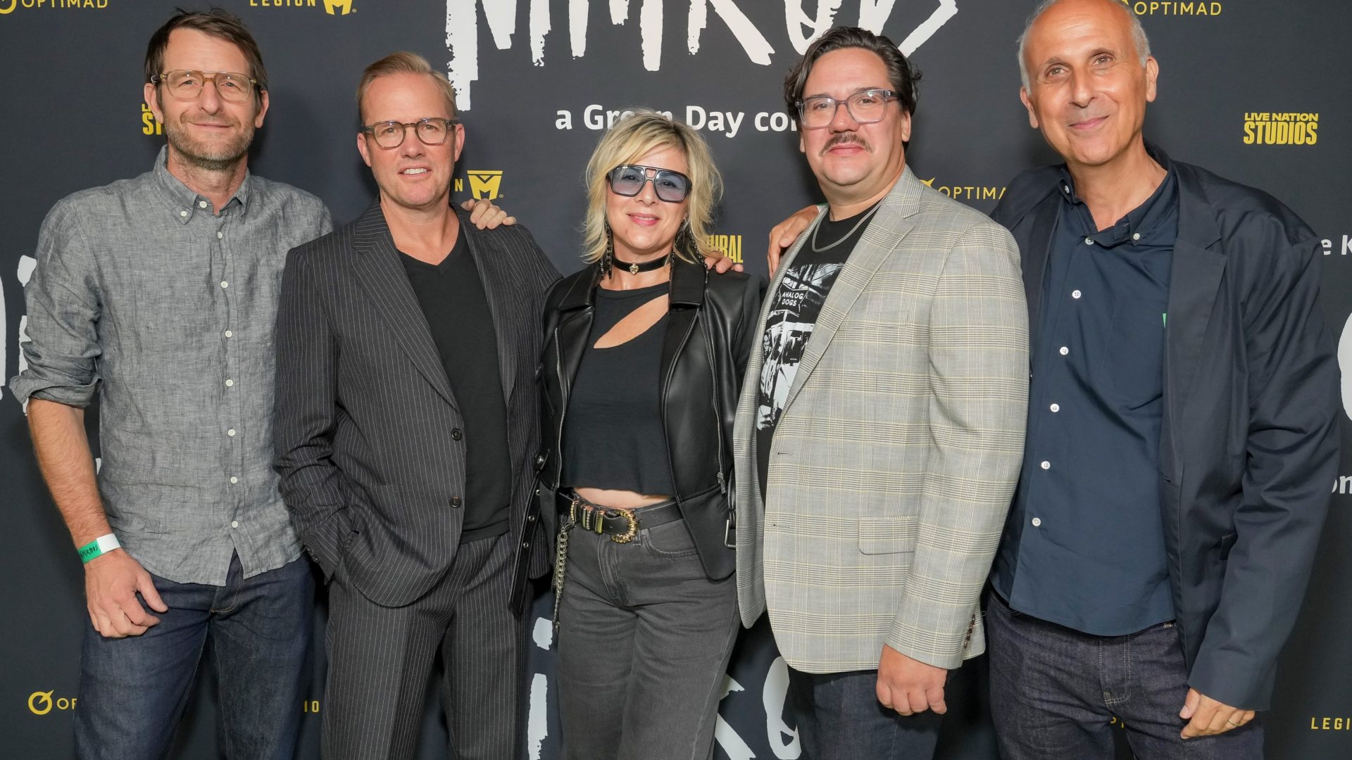David Robert Jones, Lee Kirk, Stacy Caballero, Adam Reamer and Tim Perell at the "Nimrods" Los Angeles Premiere held at The Hollywood American Legion Post 43 on August 12, 2026 in Los Angeles, California