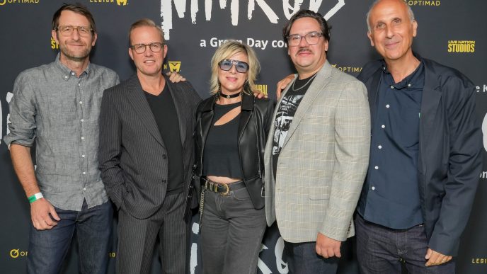 David Robert Jones, Lee Kirk, Stacy Caballero, Adam Reamer and Tim Perell at the "Nimrods" Los Angeles Premiere held at The Hollywood American Legion Post 43 on August 12, 2026 in Los Angeles, California
