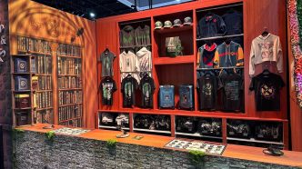 Heroes & Villains booth at San Diego Comic-Con 2026 featuring Marvel and Star Wars exclusive merchandise.