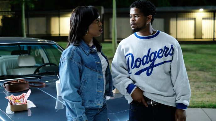 Gail Bean as Wanda Bell & Isaiah John as Leon Simmons in FX’s The Drop: A Snowfall Saga.