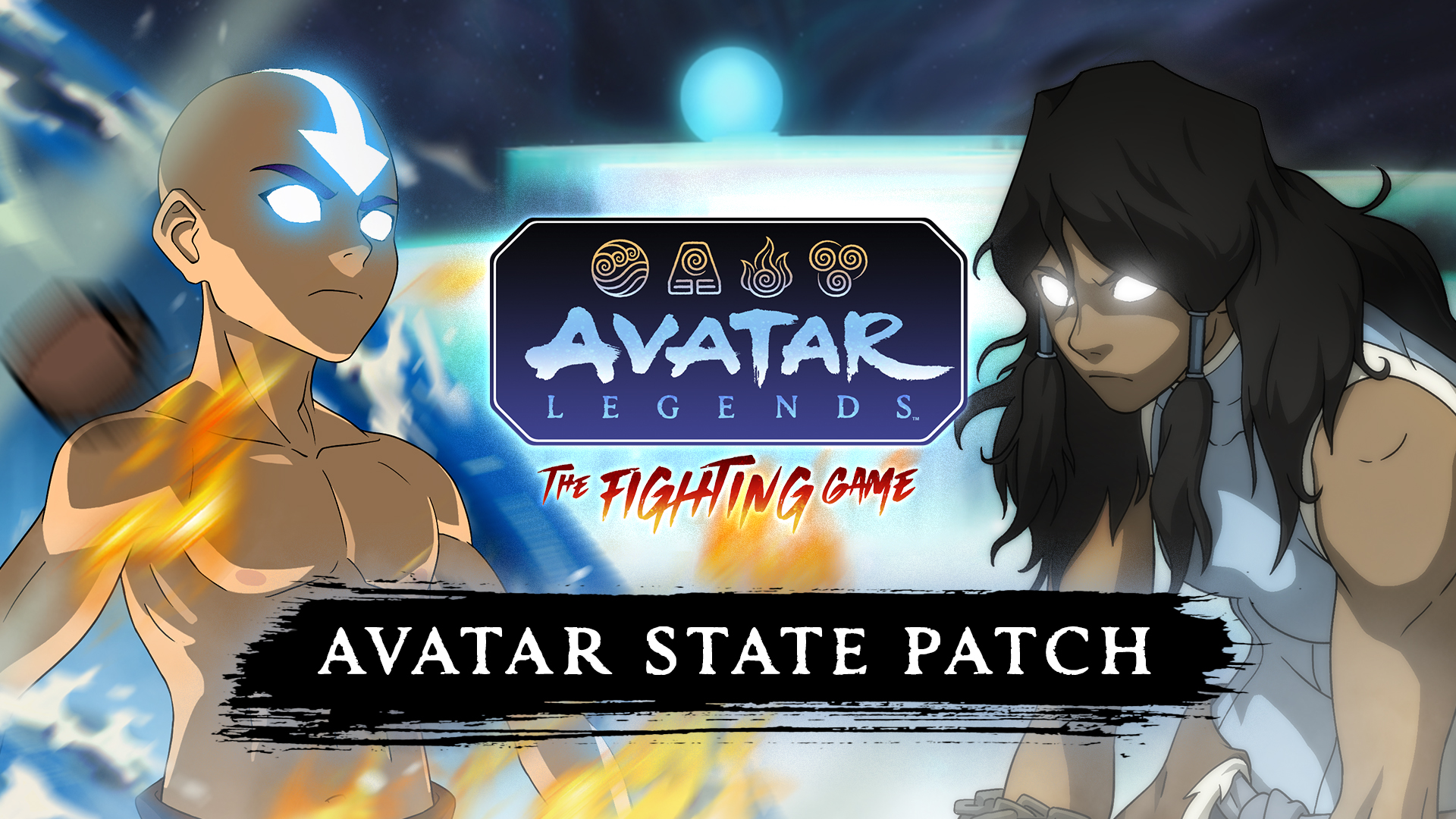 Avatar State Aang and other fighters appear in promotional artwork for Avatar Legends: The Fighting Game Patch 4.