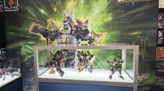 Flame Toys Power Rangers Megazords and premium collectibles displayed at the Tokullectibles booth during NYCC 2026.