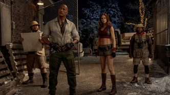 Jack Black, Dwayne Johnson, Karen Gillan and Kevin Hart star in Jumanji Open World.