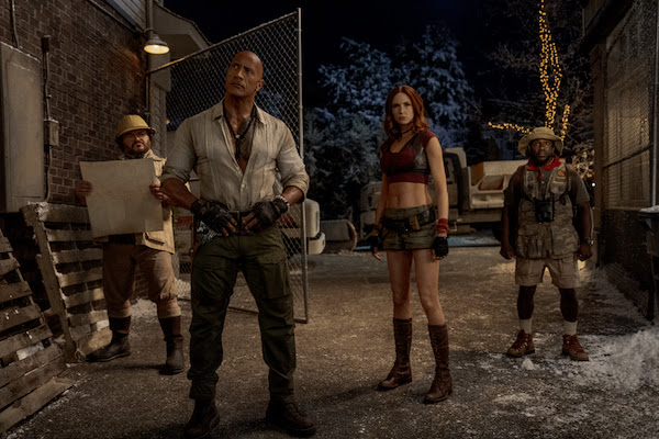 Jack Black, Dwayne Johnson, Karen Gillan and Kevin Hart star in Jumanji Open World.