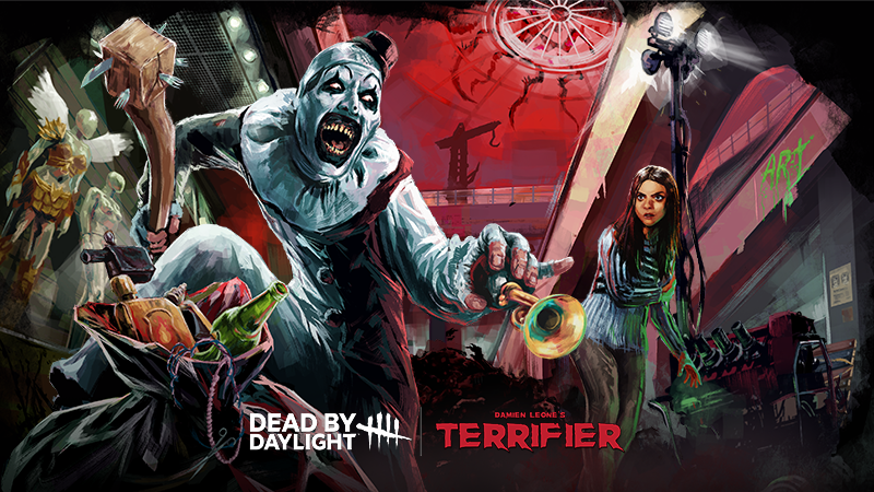 Art the Clown and Sienna Shaw appear in promotional artwork for the Dead by Daylight: Terrifier Chapter.