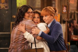 Reba McEntire, Justina Machado and Belissa Escobedo appear in Happy’s Place Episode 302, “Skeletons in the Closet.”